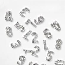 10 piezas Decoraciones plateadas para uñas con números (0-9) para uñas DIY, dijes de uñas, joyas de uñas, suministros de uñas decoración uñas - Plateado - Ver 2