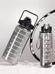 1 Pieza Botella De Agua De Plástico Transparente De 2000 Ml O 750 Ml, Botella De Agua Deportiva Con Eslogan Gráfico Para Uso En Interiores Y Exteriores