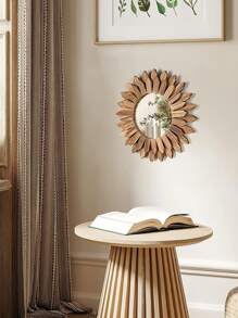 1 pezzo Specchio da parete montato in legno rustico stile fattoria, per decorazione domestica, decorazione per la casa, decorazione della stanza, decorazione della parete - Beige - Visualizzare 5