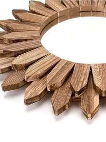 1 pezzo Specchio da parete montato in legno rustico stile fattoria, per decorazione domestica, decorazione per la casa, decorazione della stanza, decorazione della parete - Beige - Visualizzare 7