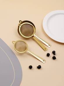 1pc Mini Stainless Steel Skimmer Available In Large, Medium And Small Sizes, Golden Color