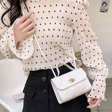 Women's Argyle Embossed Shoulder Bag, Chain Strap Buckle Decor Crossbody Bag, Flap Handbag For Work - White - View 6
