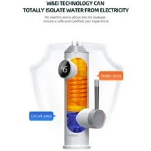 1入組220v即熱式電熱水龍頭,智能數字顯示屏並帶3200w水加熱器,廚房/浴室雙用龍頭 - 白色 - 查看 7