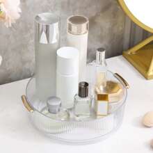 1 pieza Bandeja giratoria de almacenamiento de 360°, caja de almacenamiento de estilo de lujo ligero, perfecta para organizar cosméticos, cuidado de la piel, joyas, especias de cocina, regalo para el Día de San Valentín, vuelta al colegio