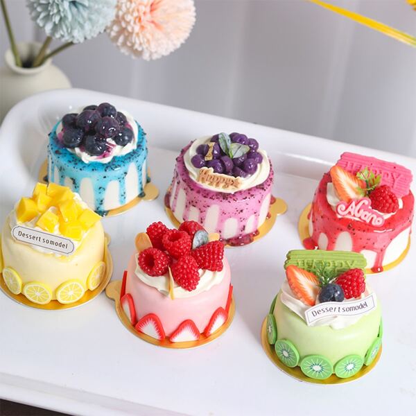 6pcs Fruit Cream Fake Cake Display Models, Baking Paper Cup Set Ins Food Photography Props, Exhibition Showcase Dessert Table Decorations, Artificial Sweets Model, Coffee Table Decor