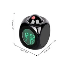1 Pieza Reloj Despertador De Proyección Led Colorido Con Función De Reporte De Voz Y Alimentación Usb - Negro - Ver 4