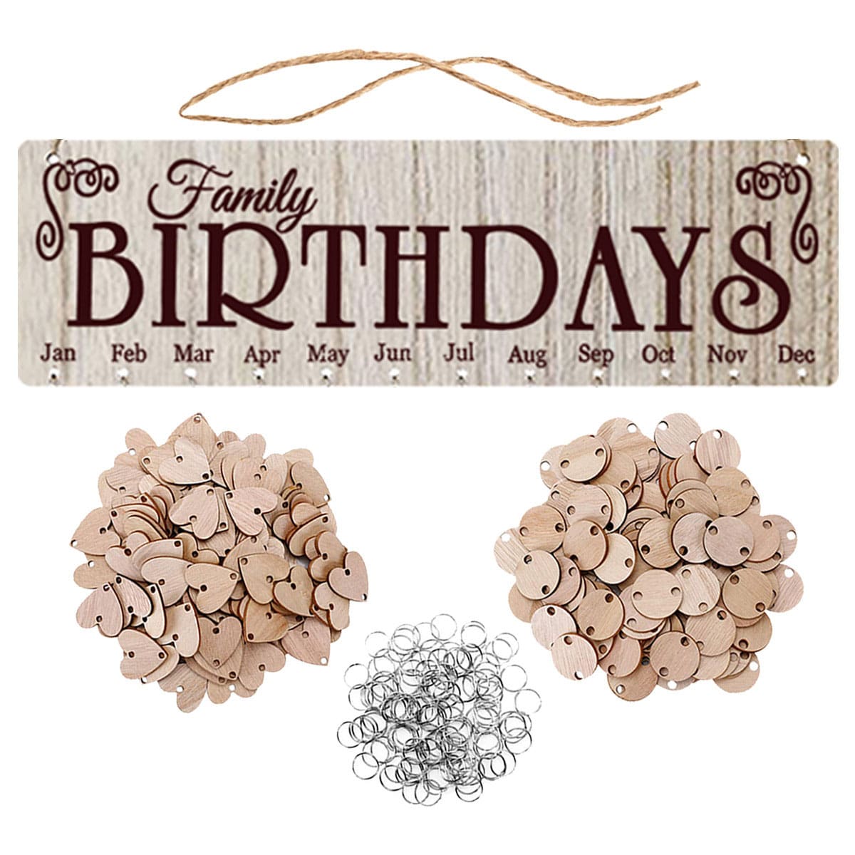 1set Wooden Birthday Calendar Family Wall Hanging Birthday Calendar