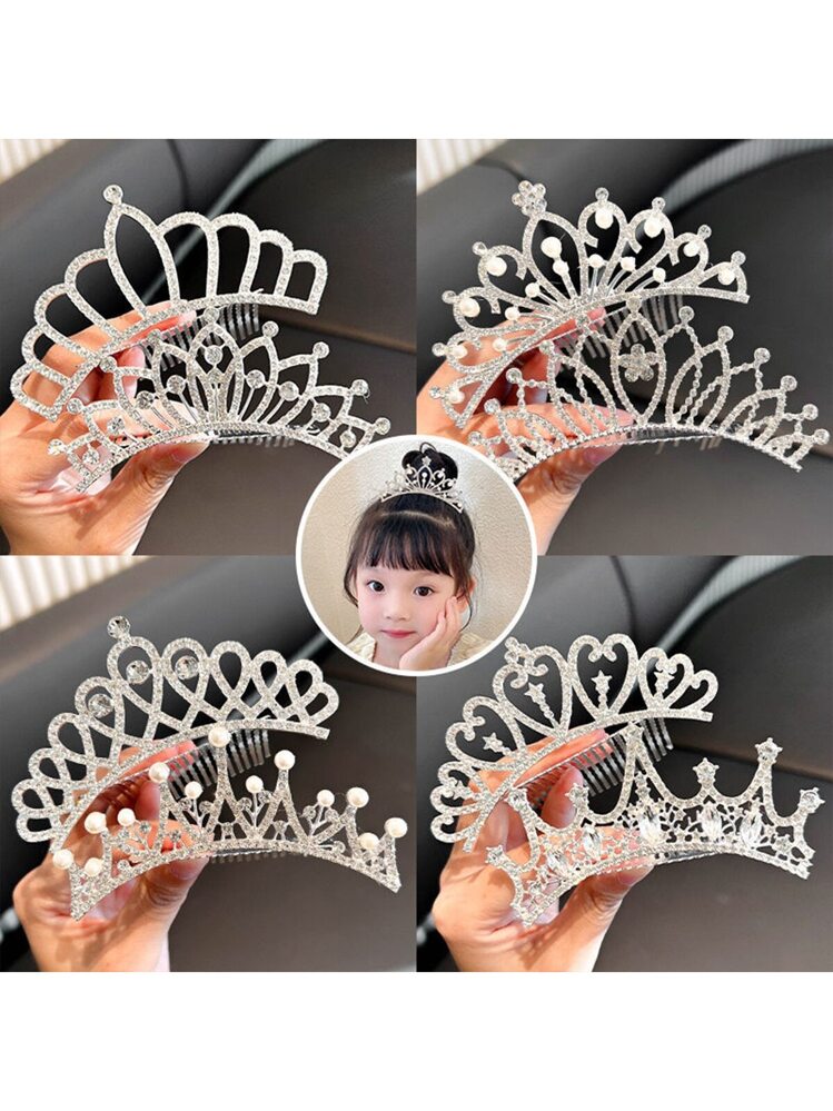 Diadema Feste Compleanni Fascia Per Capelli Con Strass Di Cristallo Minkissy - Tiara Da Sposa Antiscivolo, Colore Bianco, Per Donne E Ragazze Diadema Antiscivolo Bianco