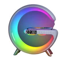 Bluetooth Speaker And FM Radio, Ambient Light With Wireless Charging Stand - White - View 5