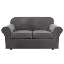 1/2/3 Seat Sofa Cover Stretch Velvet Plush Sofa Cover Slipcover Couch Chair Slipcover Protector Cushion Cover - 灰色 - 查看 4