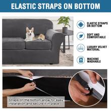 1/2/3 Seat Sofa Cover Stretch Velvet Plush Sofa Cover Slipcover Couch Chair Slipcover Protector Cushion Cover - 灰色 - 查看 6