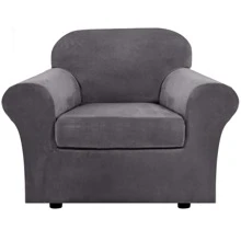 1/2/3 Seat Sofa Cover Stretch Velvet Plush Sofa Cover Slipcover Couch Chair Slipcover Protector Cushion Cover - 灰色 - 查看 3