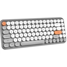 Wireless Bluetooth Keyboard Mini Portable 84-Key Keyboard Compatible With Android, Windows, PC, Tablet-Dark, Perfer For Home And Office Keyboards (Purple-Colorful) - 深灰色 - 查看 3