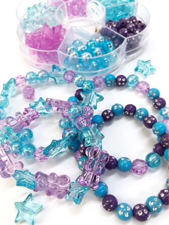 Set de pulsera DIY con cuentas de arcilla de colores de moda, kit para hacer pulseras de cuentas coloridas como regalo de cumpleaños para niñas, cuentas acrílicas transparentes de 8 mm para hacer cadenas de teléfono móvil y joyería.