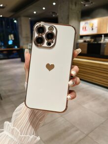 TPU心形元素基础款单件电镀心形亮面镜头保护手机壳，兼容 11/11Pro/11ProMax/12/12Pro/12ProMax/13/13Pro/13ProMax/14/14Pro/14ProMax/15/15Pro/15Plus/15ProMax/16/16Plus/16Pro/16ProMax/16E/17/17Pro/17ProMax/7/8/7Plus/8Plus/X/XS/XSMax/XR以及Galaxy S21 Ultra/S22 Ultra/S23 Ultra/S24 Ultra/S25 Ultra。电镀亮面在不同光线下会呈现不同的效果。生日周年纪念礼物。 - 白色 - 查看 3