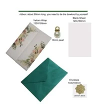 10Set Flower Vellum Wedding Invitation Card Set With Blank Sheet And Pearl Rhinestone And Envelope - Multicolor - View 2