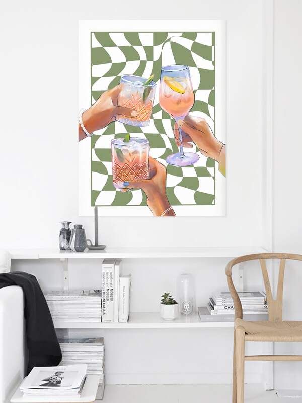 1pc Wine Glass Cheers Canvas Print, Wine Glass Wall Art, Modern Poster, Wine Glass Art, Wine Glass Picture Printing, Decorative Paintings For Bedroom, Bar, Shop, Creative Gift Room Decor