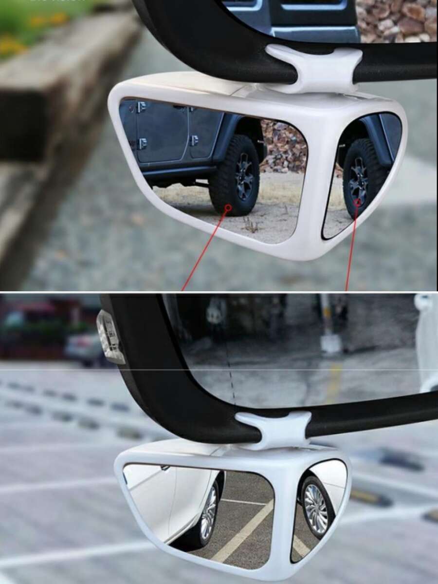 360 Degree Car Blind Spot Mirror For Front And Rear Wheel, Rearview Mirror For Reversing Assistance (driver Side Only) - White - View 1