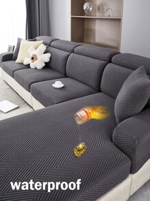 1pc Universal Elastic Corn Velvet Sofa Cover, Stretchable Full Package Cushion Cover, Washable Dustproof And Stain Resistant Sofa Slipcover - Màu xám đen - Xem 2