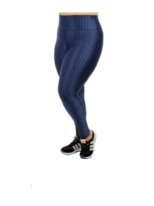 Plus Size Sports Leggings & Pants - Navy Blue - View 2