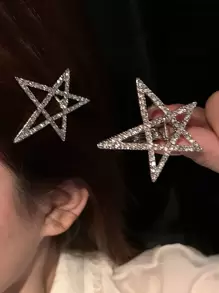 1pc Rhinestone Embedded Star-Shaped Hair Clip Royal,Hair Accessories,Hair Barrettes Hair Clips Claw Clips Hair Claws - Silver - View 1