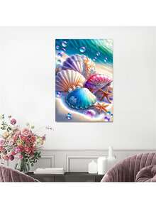 美麗海洋海灘海星水鑽繪畫珍珠貝殼鑽石藝術繪畫數字對於初學者,充分鑽頭鑽石照片藝術禮品,牆面裝飾 - 彩色 - 查看 2