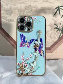 Apple Blue Butterfly Pattern Phone Case With Hand Strap,International Version, Not The Domestic Version - Green - View 3