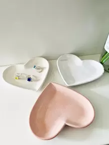 浪漫心形小珠宝托盘石膏模具用于制作水泥混凝土家居装饰储物托盘 - 白色 - 查看 6