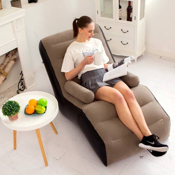 1 pieza Silla inflable portátil plegable para patios al aire libre/interiores, sillón	plush relajado para la sala de estar/dormitorio, silla de descanso para viajes/camping/picnics/playa, sofá inflable para campamento