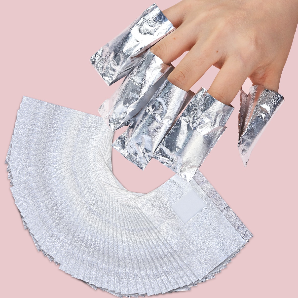 100Pcs Nail Art Soak Off Foil, Aluminum Foil Wraps With Pad, Nail Polish Removal Tool Metal Cuticle Peeler Remover Tool Nail Polish Gel Remover Soak Off Caps Nails Nails Supplies Nail Stuff