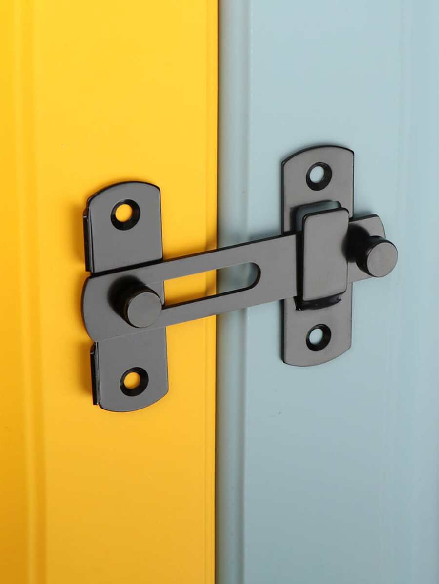 1個不銹鋼門閂鎖,鎖扣,櫥櫃門滑動鎖,無需鑽孔,門窗硬件配件固定扣 - 黑色 - 查看 1