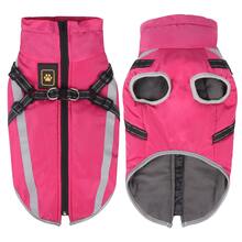 Áo khoác thời trang dành cho chó dày dặn chống gió chống gió mùa đông có dây nịt ngực và lưng cho thú cưng Áo khoác chống lạnh, Áo khoác dây kéo cho chó cỡ trung - Màu Hồng Tươi - Xem 4