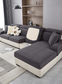 1pc Universal Elastic Corn Velvet Sofa Cover, Stretchable Full Package Cushion Cover, Washable Dustproof And Stain Resistant Sofa Slipcover - Màu xám đen - Xem 4