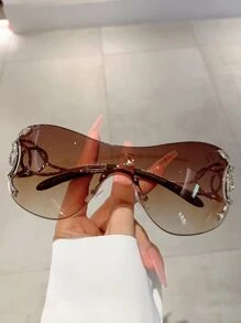 1 pieza Gafas de moda con una sola lente con decoración de serpiente plateada, estilo Y2K, accesorios para fiesta, playa, verano, vacaciones, exterior y viajes para mujeres