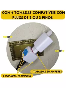 Extensão elétrica 10 Metros + 1 cubo adaptador Extensão de Energia 3 Tomadas KIT-09 - EXT 10M PRETA+CUBO KIT-09 - Visão 2