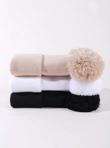 3 双冬季男女通用帽子针织纯色可爱帽子女士秋季女式无檐便帽保暖帽男士休闲帽