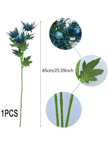 1/3 件人造蓟花茎蓝蓟假花花束真实触感蓟花装饰仿植物蓟花束适用于家庭婚礼中心装饰厨房办公室托儿所装饰 - 藍色 - 查看 2