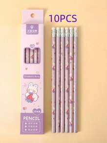 10 piezas Lápiz de madera con dinosaurio de dibujos animados patrón dulce multipropósito para pintura - Verde - Ver 4