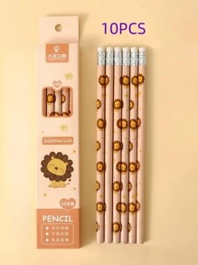 10 piezas Lápiz de madera con dinosaurio de dibujos animados patrón dulce multipropósito para pintura - Verde - Ver 7