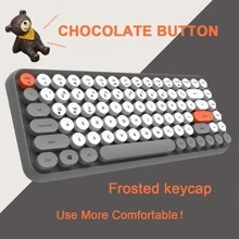 Wireless Bluetooth Keyboard Mini Portable 84-Key Keyboard Compatible With Android, Windows, PC, Tablet-Dark, Perfer For Home And Office Keyboards (Purple-Colorful) - 深灰色 - 查看 1