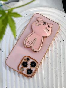 Plain Phone Case With Rabbit Design Stand-Out Phone Grip,International Version, Not The Domestic Version - Pink - View 5