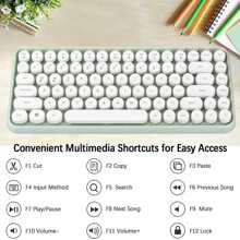 Wireless Bluetooth Keyboard Mini Portable 84-Key Keyboard Compatible With Android, Windows, PC, Tablet-Dark, Perfer For Home And Office Keyboards (Purple-Colorful) - 薄荷綠 - 查看 4
