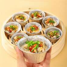 50入組/套110ml烘烤蛋撻杯子附底座一次性圓形餡餅蛋糕用,,,紙杯蛋糕和 - 銀色 - 查看 2