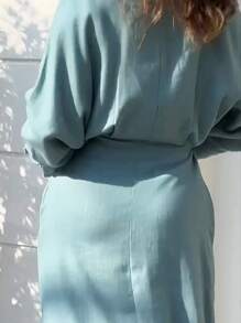 Women Dresses - Dusty Blue - View 3