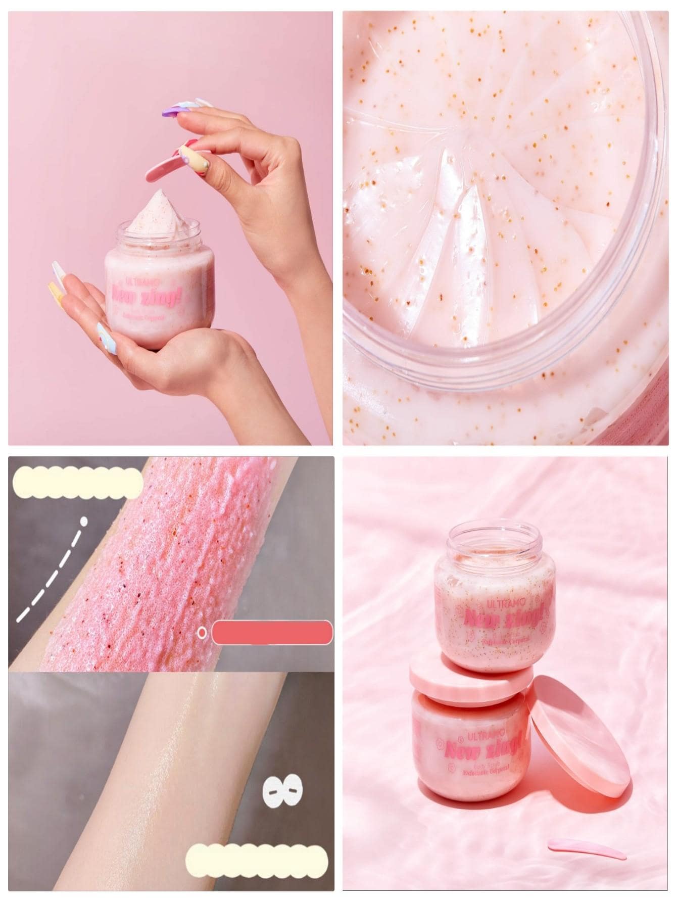 Facial And Body Scrub Moisturizes Lightens Whitens Exfoliates Body - Pink - View 1