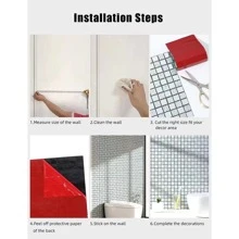 自粘式水晶玻璃馬賽克磁磚鏡面後擋板,適用於背景牆、浴室、廚房、魚缸、游泳池等 - 彩色 - 查看 6