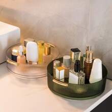 1 pieza Bandeja giratoria de almacenamiento de 360°, caja de almacenamiento de estilo de lujo ligero, perfecta para organizar cosméticos, cuidado de la piel, joyas, especias de cocina, regalo para el Día de San Valentín, vuelta al colegio