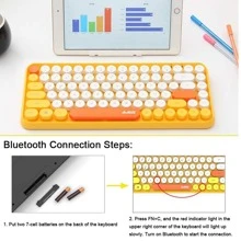 Wireless Bluetooth Keyboard Mini Portable 84-Key Keyboard Compatible With Android, Windows, PC, Tablet-Dark, Perfer For Home And Office Keyboards (Purple-Colorful) - 黃色 - 查看 6