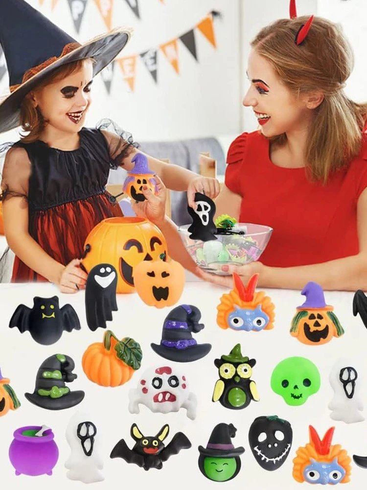 ハロウィン 可愛いフェイス入り もちもちスクイーズトイ 、かぼちゃ