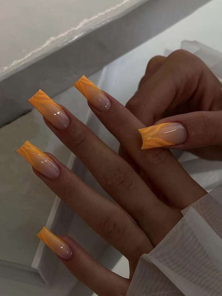 Upgrade Your Style - 24pcs Medium-length Square Shape Nail Art Set 